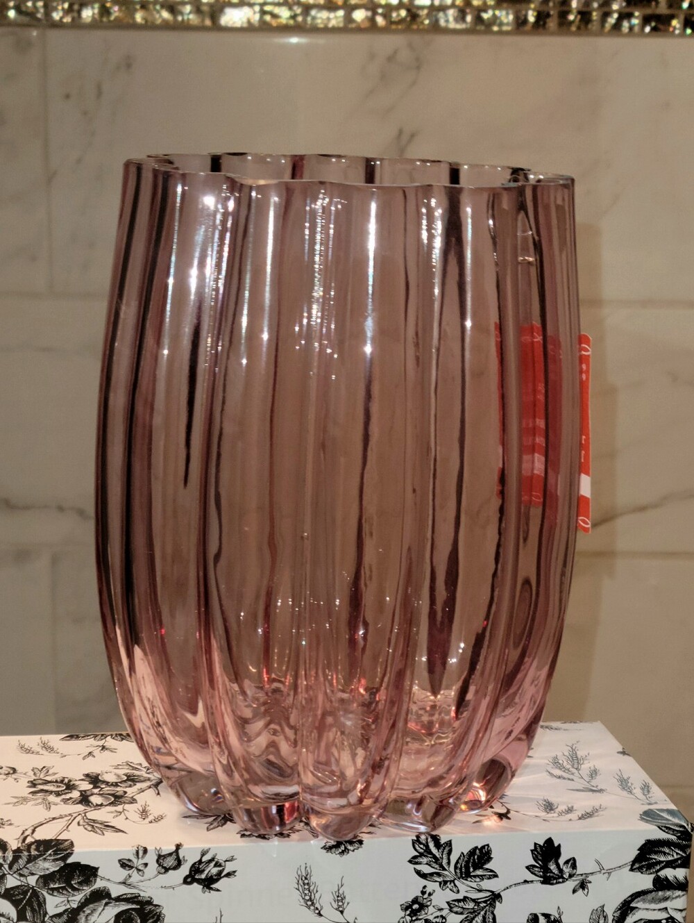 Ashland Pink Ribbed Glass Vase